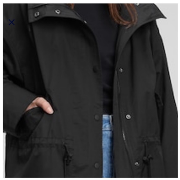 GAP Trench Coat M Oversized (Anorak Parka) Jacket Hood Black Medium NWT’S-$140 - Picture 3 of 8